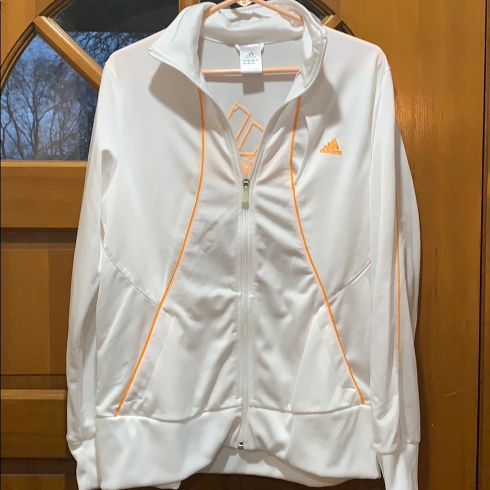 Orange and white adidas jacket